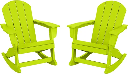 Miniatura 31 de HDPE Laguna Silla mecedora Adirondack de polietileno para exteriores (juego de 2), color negro