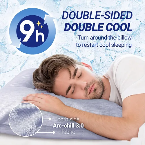 Miniatura 3 de Fittia Fundas de almohada refrescantes para personas que duermen con calor, paquete de 2 fundas de almohada transpirables con cremallera oculta, Azul
