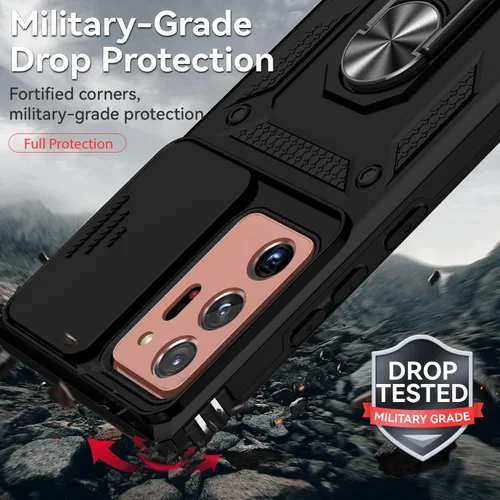 Miniatura 5 de Funda para Samsung Galaxy Note 20 Ultra con cubierta para lente de cámara, protector de pantalla HD, prueba de caídas de grado militar, soporte