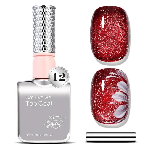 Miniatura 15 de 5-en-1 Esmalte de uñas de gel ojo de gato 15ml Fórmula todo en uno, sin necesidad de capa base/selladora, esmalte de uñas magnético fácil para Ámbar