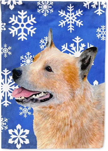 Miniatura 301 de Caroline's Treasures SC9374GF Bulldog English Snow flakes Holiday Garden Flag Buzón Bandera decorativa para patio exterior, patio, obras de arte