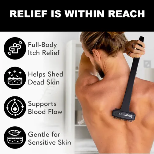 Miniatura 5 de Bearback Rascador de espalda para hombres y mujeres, mango plegable de largo alcance, cerdas seguras para la piel, extensible, portátil, fácil
