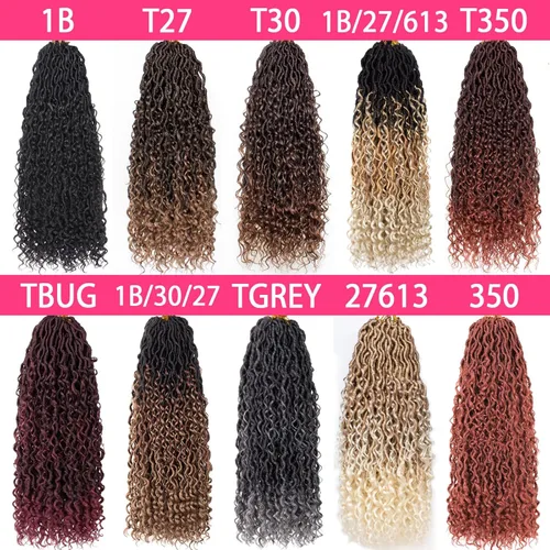 Miniatura 5 de Extensiones de cabello sintético de ganchillo de 24 pulgadas con extremos rizados, extensiones de cabello sintético con extremos rizados, trenzas