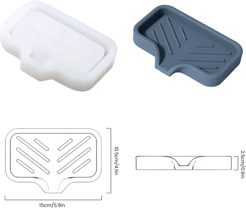 Miniatura 2 de Molde de silicona para jabonera de hormigón con drenaje, soporte de jabón de cemento para ducha/baño, herramientas de fabricación de bandejas
