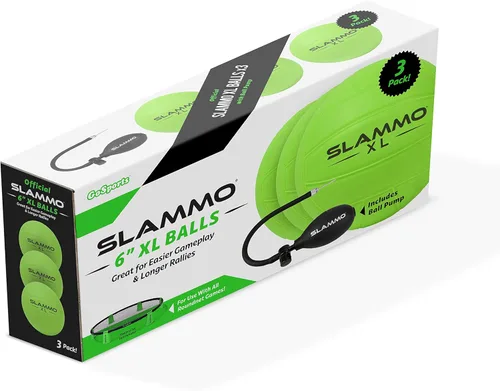 Miniatura 5 de GoSports Slammo - Juego de 3 bolas de repuesto oficiales, funciona para todos los juegos de red redonda, elige entre tamaño de competencia o bolas XL