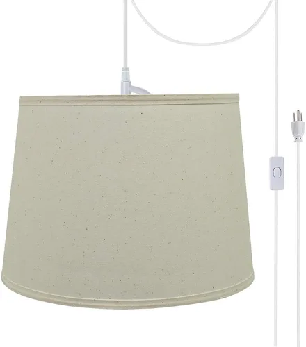 Miniatura 9 de Aspen Creative, 72306-11 - Kit de conversión de luz colgante de techo con pantalla de tela imperio de tapa dura, 14 pulgadas de ancho