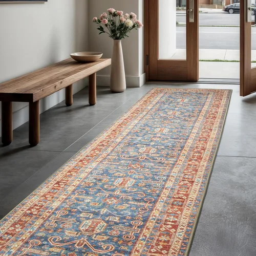 Miniatura 76 de GLN Rugs Bohemian Collection - Alfombra de felpilla lavable a máquina, bohemio vintage, antideslizante, alfombra de felpilla de pelo bajo, alfombra