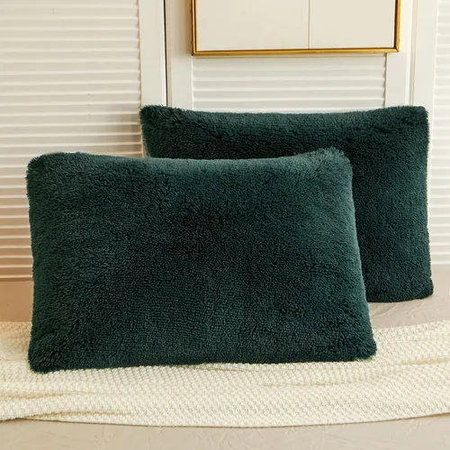 Miniatura 19 de LIFEREVO Paquete de 2 fundas de almohada de piel sintética esponjosa, fundas de almohada cuadradas de 18 x 18 pulgadas, fundas de almohada Blanco