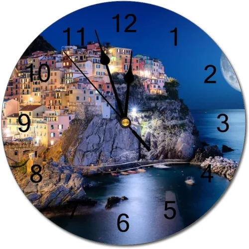 Miniatura 10 de Reloj de pared silencioso sin tictac de PVC, paisaje con hermosa puesta de sol en el campo C, funciona con pilas, 10 pulgadas (9.8 in), reloj