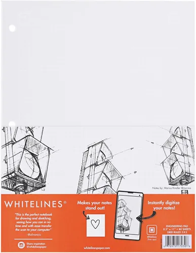Miniatura 15 de ROARING SPRING Whitelines - Cuaderno de espiral de alta calidad, 5 x 5 con rayas, 11 x 8.5 pulgadas, 70 hojas, descarga digitalmente tus notas