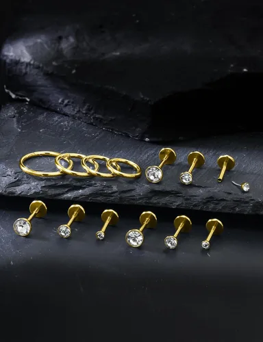 Miniatura 4 de Aretes de nariz de acero quirúrgico 316L, 20G, 18G y 16G, sin rosca, aretes de lóbulo para cartílago, cartílago, oreja, labio, piercing para mujeres