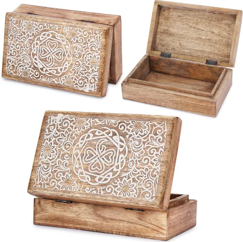 Miniatura 8 de Ajuny Caja Joyero de Madera para Recuerdos de 8 x 5 pulgadas – Cofre Decorativo Hecho a Mano para Hombres y Mujeres, Caja de Almacenamiento