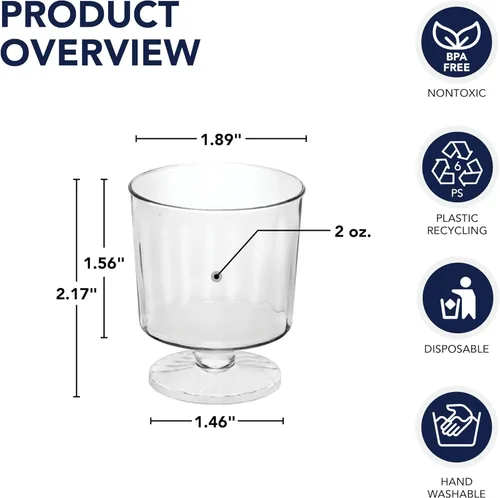 Miniatura 2 de Party Essentials Mini vasos desechables de plástico de 2 onzas, para degustaciones de vino, porciones pequeñas, muestras de alimentos, condimentos