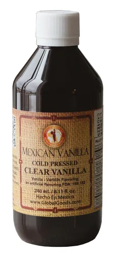 Extracto de vainilla mexicana Pure Clear (8.12 fl oz) – Vainilla sin gluten y sin cumarina para hornear, pasteles, galletas, café y postres –