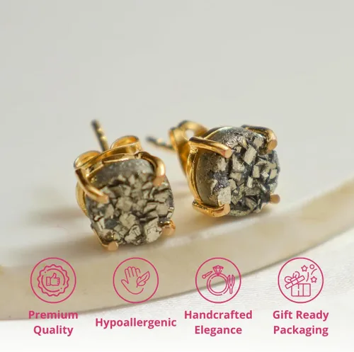 Miniatura 60 de Gempires Natural Raw Prong Setting Stud Earrings, 8-10 mm Crystals Earring, Handmade Jewelry, Gift for Her