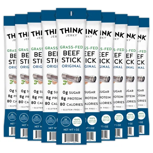 Miniatura 10 de Think Jerky Palitos de Carne de Res con Jalapeño, Sin Gluten y Sin Azúcar, Sin Nitratos, Apto para Keto y Paleo, Snack de Carne Alto en Proteínas
