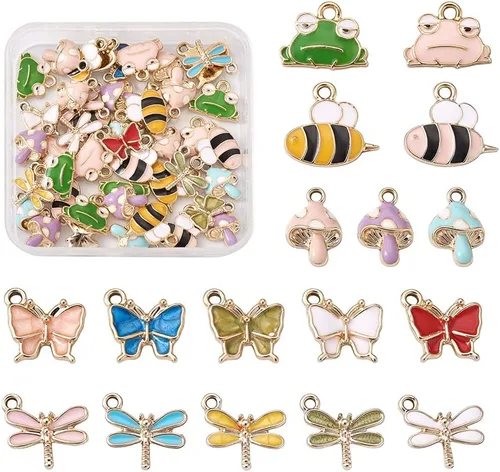 Miniatura 11 de Beadthoven - Colgantes esmaltados pequeños de metal dorado para bricolaje, collares, aretes, pulseras, suministros de fabricación de joyas, Metal