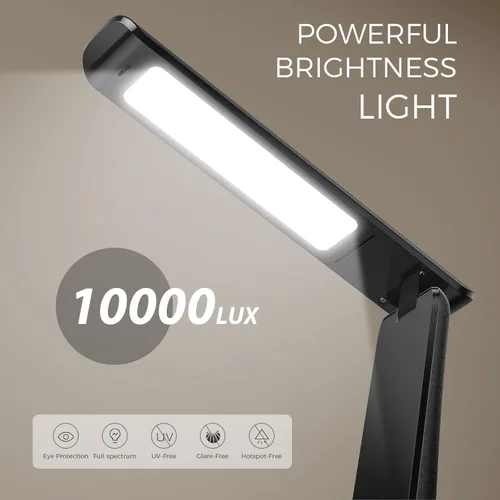 Miniatura 2 de Lámpara de terapia de luz, luz LED de 10000 LUX sin rayos UV, luz de sol de espectro completo, luz de estado de ánimo, lámpara de escritorio