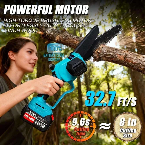 Miniatura 4 de Tijeras de podar eléctricas 4 en 1 y sierras eléctricas de poste de 8 pulgadas para podar árboles con poste de extensión de 16 pies y 2