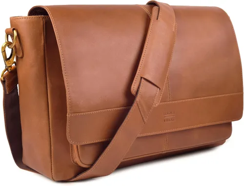 Miniatura 12 de LEATHER VILLAGE Bolso Mensajero de Cuero Vintage–Morral Hecho a Mano de 15.5" para Hombres y Mujeres– Bolso de Hombro para Oficina, Viajes y Uso