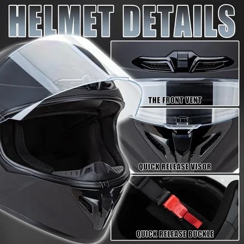 Miniatura 3 de Cartman Full Face Motorcycle Helmet, Comfortable Motocross Off Road Street Bike Helmet Unisex Adult DOT Approved, Lightweight, Aerodynamic, Matte