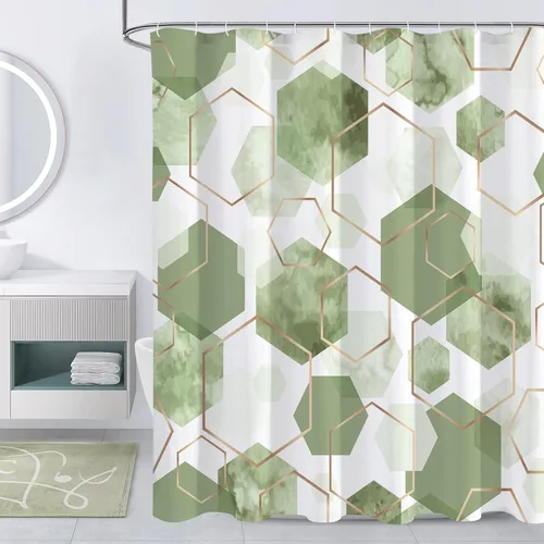 Miniatura 18 de Litabel Juego de cortinas de ducha impermeables, decoración geométrica moderna, de tela abstracta, para baño, 72 x 72 pulgadas Azul