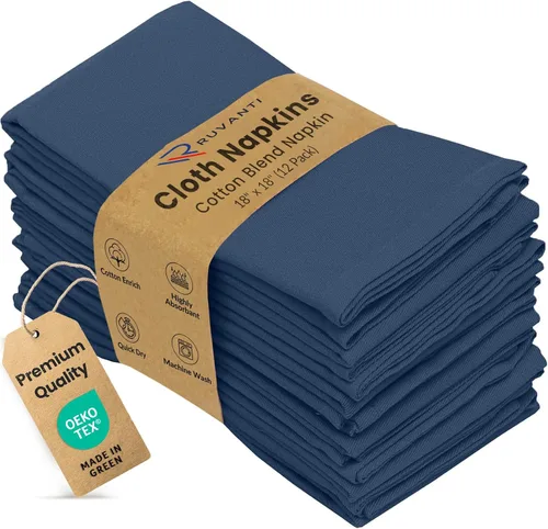 Miniatura 50 de Ruvanti - Juego de 4 servilletas de tela de 45x45 centímetros, lavables, suaves, duraderas, absorbentes, mezcla de algodón. Servilletas de mesa