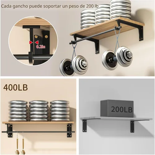 Miniatura 4 de Soportes para barra de armario, soporte resistente de 400 libras, soportes de estante de armario con soporte para barra para armario, baño y cocina