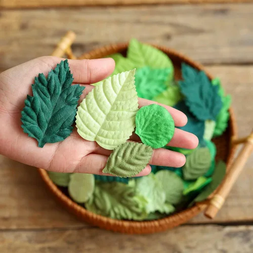 Miniatura 2 de 100 piezas de hojas de papel Mlberry, hojas de rosas, girasoles, hojas de hortensia, hojas de loto, álbumes de recortes, boda, manualidades