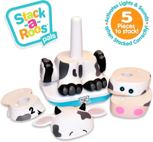 Miniatura 2 de Stack-a-Roos Baby Cow por Salus Brands - Juguete apilable de animales, juguete educativo de aprendizaje temprano para bebés y niños pequeños, a Cerdo