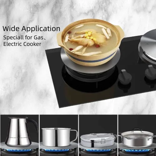 Miniatura 5 de Difusor de calor, placa adaptadora de inducción de acero inoxidable con mango extraíble, estufa de gas, cocina eléctrica, protector de llama