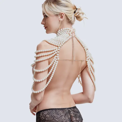 Miniatura 5 de Pearl Body Chain Bra Necklace Pearl Shawl Top Chain Jewelry Fashion Shoulder Body Jewelry Accessories for Women
