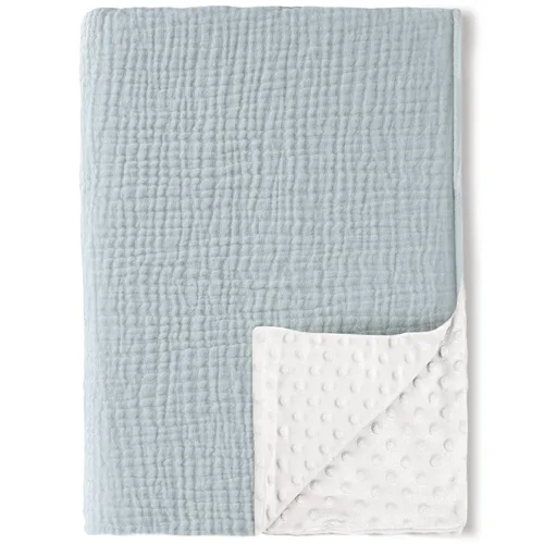 Miniatura 8 de Konssy Mantas para Bebé Unisex para Niños y Niñas, Mantas de Guardería Minky Súper Suaves con Frente de Algodón de Muselina y Respaldo de Vellón