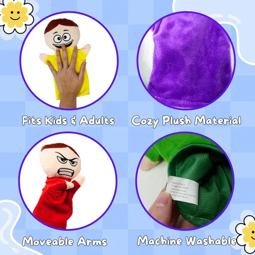 Miniatura 6 de 4E's Novelty Títeres de mano para niños con 6 emociones, con brazos móviles, títeres de mano de felpa suave para niños pequeños, juguetes