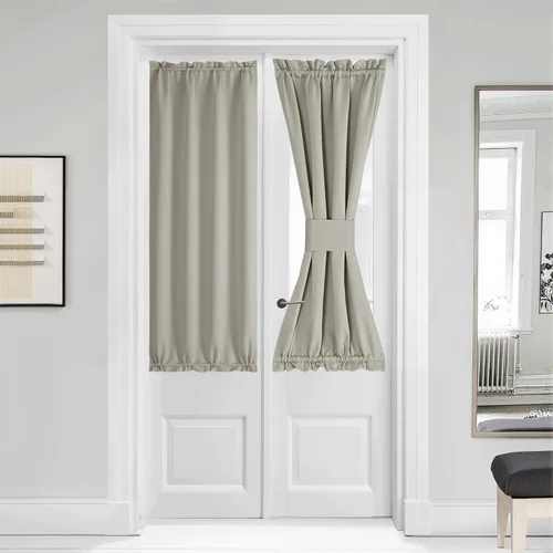 Miniatura 332 de NICETOWN Cortinas opacas unicolor con aislamiento térmico para puerta francesa, granja, oscurecimiento de habitación, puertas y ventanas de Marrón