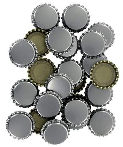 Miniatura 2 de 144 tapas de botellas de cerveza absorbentes de oxígeno, 1.024 in de tamaño estándar de EE. UU., tapas de corona plateadas para cerveza casera