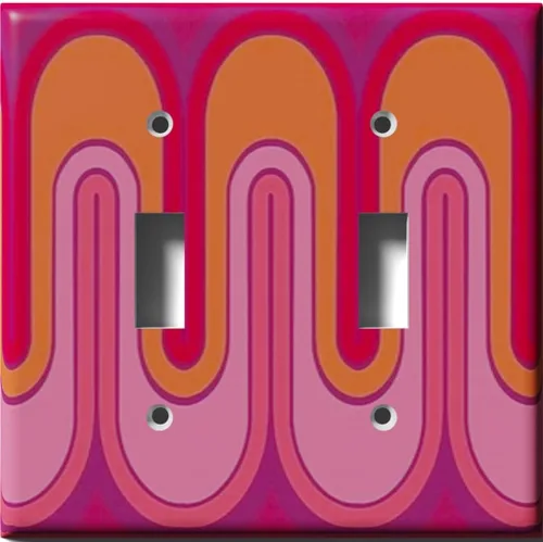 Miniatura 15 de Cubierta decorativa para interruptor de luz con ondas retro rojas, placa de pared de palanca individual Single Toggle