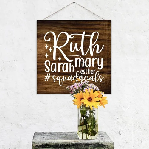 Miniatura 3 de Ruth Mary Sarah Esther Squadgoals - Letrero de madera con versículo de la Biblia, placa de madera religiosa, cristiana, Dios Jesús, placa rústica