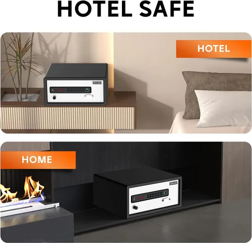 Miniatura 6 de Z ZLJUAN Caja fuerte para hotel de 1.1 pies cúbicos, caja fuerte de acero para documentos personales con cerradura biométrica estilo hotel