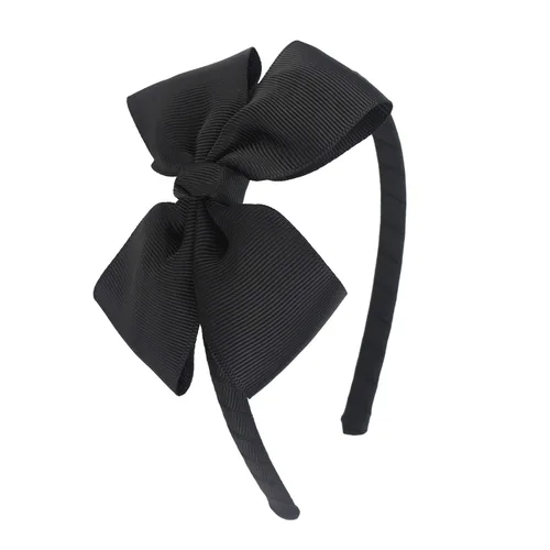 Diadema de lazo negro a la moda, lazo grande de grogrén para el pelo, para niñas y niños pequeños, decoración de fiesta, disfraz de cosplay,