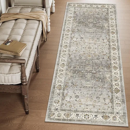 Miniatura 4 de Alfombra de pasillo lavable de 2 x 6 pies - Alfombras de cocina con respaldo antideslizante vintage suave estilo granja, alfombra de entrada