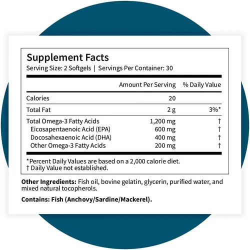 Miniatura 9 de Pattern Wellness Omega 3 cápsulas blandas – Fórmula de aceite de pescado puro – Ayuda a mantener la salud del cerebro, corazón y articulaciones