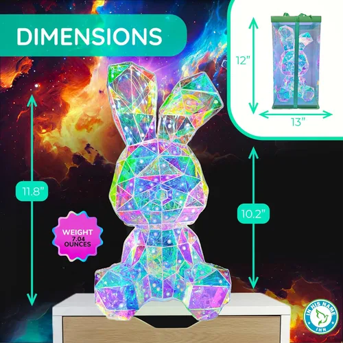 Miniatura 6 de Luz Nocturna LED de Conejo Holográfico de In His Name, Lámpara Arcoíris de Pascua para Conejito, Luz de Mesita de Noche para Niños, Decoración