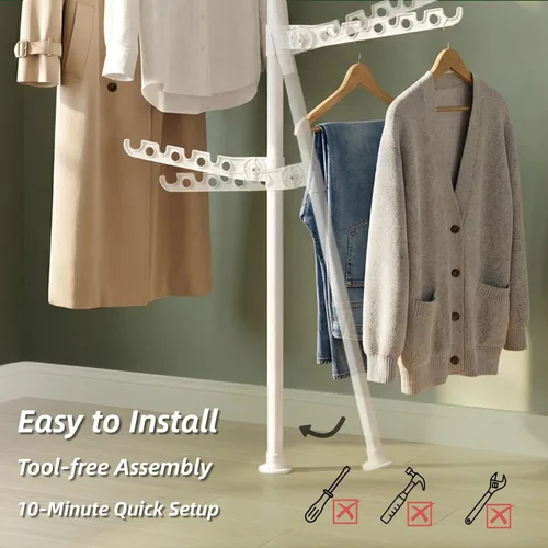 Miniatura 4 de Estante de secado de ropa para interiores que ahorra espacio para apartamentos pequeños, estante de ropa plegable de almacenamiento de 5 niveles