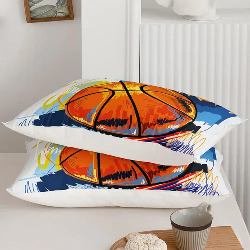 Miniatura 3 de BSNTHO Juego de edredón de baloncesto para niños, juego de ropa de cama deportiva tamaño Queen para niños y adolescentes, diseño de edredón