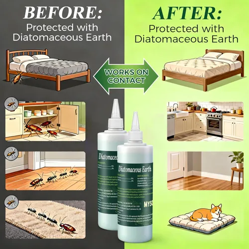 Miniatura 6 de Paquete de 2 unidades de tierra de diatomeas de grado alimenticio, mata chinches de cama, cucarachas, hormigas, pulgas e insectos gateantes, polvo