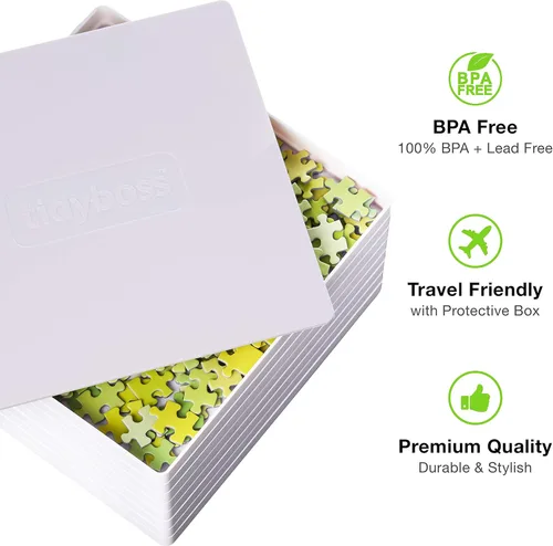 Miniatura 3 de Tidyboss 8 bandejas de clasificación de rompecabezas con tapa de 8 x 8 pulgadas, accesorios portátiles para rompecabezas con fondo blanco que hacen