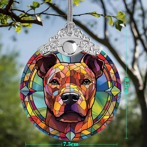 Miniatura 2 de Jocidea Adorno para perro, adorno colgante de American Staffordshire Terrier – vidrio, Navidad, Acción de Gracias, decoraciones de cumpleaños