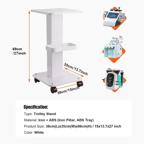 Miniatura 3 de Estetician - Carrito de salón de belleza con ruedas, soporte de carrito de spa de salón de belleza, carrito rodante de máquina esteticista de 3