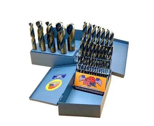 Miniatura 3 de Drill Hog Juego de 37 brocas de plata y Deming de 1/16" a 1" Molibdeno M7